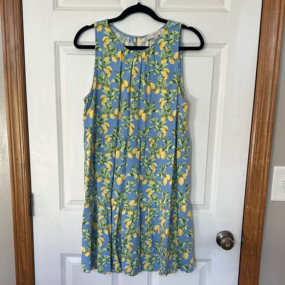 LOFT Sleeveless Dress with Lemon Print